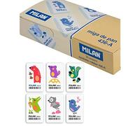 Caja de 36 Gomas de Borrar Milan Miga de Pan Flexible 436A con Dibujos Infantiles de Colores