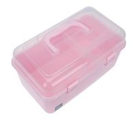 Caja de Accesorios Cabello Infantil Rosa de Plástico, Doble Capa