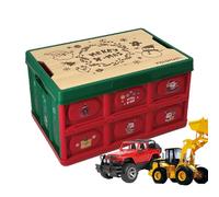 Caja de adornos de Navidad, material de polipropileno de madera de 38,5 x 26 x 21 cm, organizador de almacenamiento de vacaciones, contenedor resistente, estuche plegable con compartimentos, soporte
