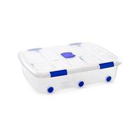 Caja de almacenaje bajo Cama de PVC Transparente con Tapa y Ruedas y antipolillas de 56 litros 60x80x18cm