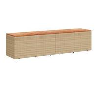 Caja De Almacenaje Jardín Madera Acacia Ratán Beige 220x50x54cm Vidaxl