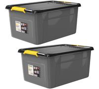 Caja de almacenaje juego de 2 gris/antracita 58x39x25cm apilable