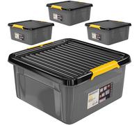 Caja de almacenaje juego de 4 gris/antracita 39x39x16cm apilable