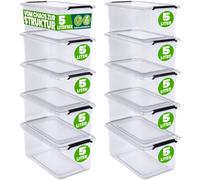 Caja de almacenaje set de 10 transparente 30x20x12cm 5L