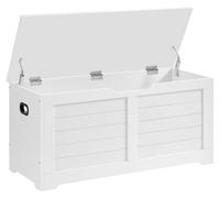 Caja de almacenamiento blanca de 100 cm, espaciosa, de madera y con tapa