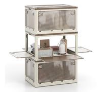 Caja de almacenamiento - Caja organizadora - Cesta de almacenamiento - Contenedor de almacenamiento - Bandeja de almacenamiento - Apilable - Plegable - 3 unidades de 97,5 litros