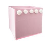 Atmosphera Caja de almacenamiento infantil con pompones 29 x 29 x 29 cm x 5 Rosa
