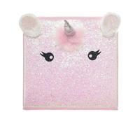 Atmosphera - Caja de almacenamiento infantil Unicornio con cara y brillantinas plegable Rosa