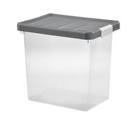 Caja de almacenamiento con tapa + clips + 5 bandejas grafito