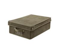 Caja de almacenamiento con tapa de tejido pana verde caqui - l31,5 cm