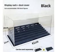 Caja de almacenamiento de bloques de construcción de juguete transparente para el hogar, minifigura de exhibición tipo escalera de 8 capas con cubierta antipolvo, Compatible con LEGO black 41x21x20cm