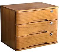 Caja de almacenamiento de escritorio de madera con cerradura para suministros de oficina, organizador de recibos A4, archivador plano de 2 cajones, elegante organizador de escritorio para el hogar y