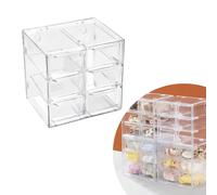 Caja de Almacenamiento de Escritorio, Mini Caja Organizadora con 6 Cajones, Pequeñas Cajoneras Plastico Almacenaje, Transparente Cajones Extraíbles Organizador para Almacenar Cosméticos Joyería