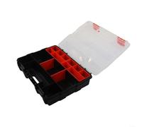 Caja de almacenamiento de gran capacidad, organizador de herramientas de hardware con separadores ajustables, caja de plástico PP resistente para electricista y proyectos de bricolaje (M)