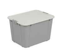 Caja de almacenamiento de plástico con tapa, 30L, color gris oscuro