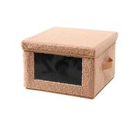 Caja de almacenamiento de tejido bou eige con ventana - l40 cm