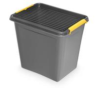Caja de almacenamiento Orplast, alta resistencia - Solidstore - Gris - Apilable | Apta para cajas de transporte | Con tapa | Alta resistencia