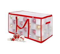 Caja de Almacenamiento para Bolas de Navidad Relaxdays, 128 Bolas, 37x73x36 cm, plástico, cartón, Caja roja Transparente