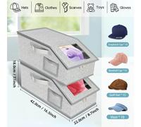 Caja de Almacenamiento para Gorras de Béisbol con Ventana Transparente, Capacidad para más de 10 Gorras, a Prueba de Polvo, con Asa, Organizador de Ropa y Sombreros 2pcs