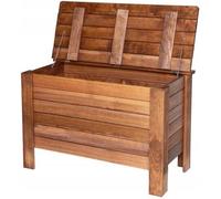 Caja de almacenamiento para jardín, 80x52x40 cm, color marrón, madera maciza de pino. Ideal para cojines, como caja de almacenamiento, baúl de madera o contenedor para muebles de jardín. Capacidad: 16
