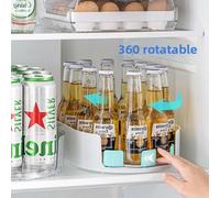 Caja de almacenamiento para refrigerador giratoria 360, organizador de especias multifuncional, bandeja de bebidas Simple para encimera de cocina transparent