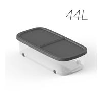 Caja de Almacenamiento Plastiken 44L con Ruedas, Gris Antracita, 79x39x20 cm, Ideal para Oficinas y Garajes