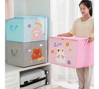 Caja de almacenamiento plegable de cubo para niños, caja organizadora de ropa, cesta de almacenamiento de tela de fieltro para animales de dibujos animados, contenedores de juguetes para guardería E