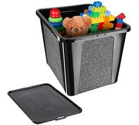 Caja de almacenamiento rectangular con tapa KADAX, contenedor de almacenamiento, contenedor apilable, caja de plástico, caja de almacenamiento para ahorrar espacio (30L, negro)