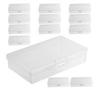 Caja de Almacenamiento Rectangular de Plástico PP 12 Piezas | Tapa Abatible, Portátil y Ligera, para Joyas o Pastillas, Uso en Oficina o Viaje