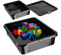 Caja de almacenamiento rectangular KADAX con tapa, contenedor de almacenamiento, contenedor apilable, caja de plástico, caja de almacenamiento para ahorrar espacio (10L, negro)