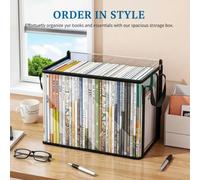 Caja de almacenamiento transparente de PVC con tapa abatible, ventana visual, organizador multiusos para juguetes, manualidades, suministros, contenedor de regalo duradero L Black