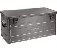 Caja de aluminio de 780 x 380 x 380 mm, con capacidad de 90 litros, con tapa abatible y cerradura de cilindro
