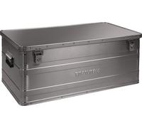 Caja de aluminio de 900 x 490 x 380 mm, con capacidad de 140 litros, con tapa abatible y cerradura de cilindro