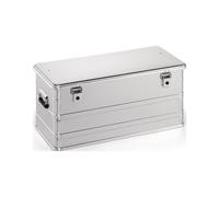 Caja de aluminio, dimensiones 782 x 385 x 367 mm, capacidad 91 litros, con cierres de palanca y orificios de perforación