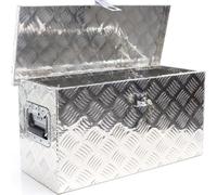 Caja de aluminio XPOtool de 60x25x30 cm con tapa que sobresale, cierre seguro, fabricada en aluminio corrugado, tipo caja para camión, caja para herramientas con 2 llaves – caja para enganche de remol