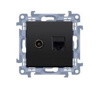 Caja de antena tipo F + RJ45 cat.5e Simon 10 CASFRJ455.01/49
