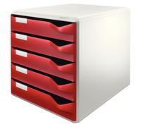 Caja de cajones LEITZ para correo, con 5 cajones, color gris claro/burdeos