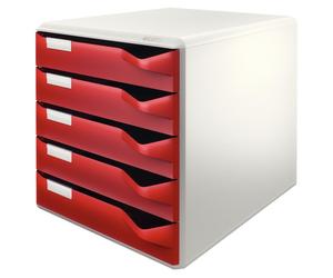 Caja de cajones LEITZ para correo, con 5 cajones, color gris claro/burdeos