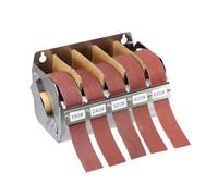 Caja de cinta de lijado de acero inoxidable, dispensador de 5 ranuras con cortador dentado para madera, metal, jade, reparación de automóviles y tareas de renovación de paredes