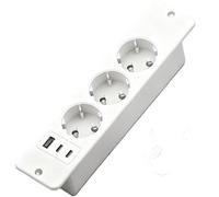 Caja de conexión de superficie con 1 puerto USB y 2 puertos Type-C, caja empotrable triple con cable, toma de corriente de mesa, caja de conexión múltiple para muebles o bancos de trabajo (blanca)