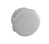 Caja de conexión de superficie, diámetro 65 mm y profundidad 35 mm, perfecta para instalaciones eléctricas y distribución de cables.