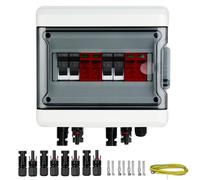 Caja de conexión fotovoltaica, grado de protección IP65, 2 polos CC, 1000V, 32A, para 2 cadenas, compatible con 9 módulos