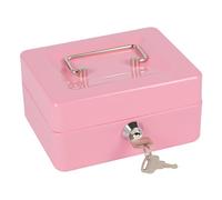 Caja de dinero con llave, caja portátil con compartimento para monedas, pequeña caja de monedas con cerradura para casa, oficina y eventos, 15 x 12 x 8 cm (rosa)