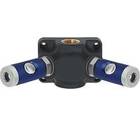 Caja de distribución de plástico, 3 acoplamientos de seguridad NW 7,4, entrada de ganancia G 1/2, presión de funcionamiento máx. 12 bares, temperatura -10 °C a 50 °C.
