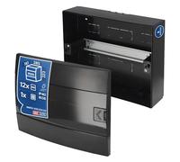 Caja de Distribución de Superficie 1 Fila para 12 Módulos 110x285x223 mm IP40 - Cuadro Electrico en ABS Negro - Armario de Distribución para Instalaciones Interiores - Horoz Electric