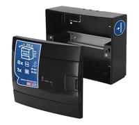 Caja de Distribución de Superficie 1 Fila para 8 Módulos 104,5x215,5x173,5 mm IP40 - Cuadro Electrico en ABS Negro - Armario de Distribución para Instalaciones Interiores - Horoz Electric