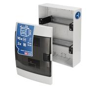 Caja de Distribución de Superficie 2 Filas para 16 Módulos 110x215x290,5 mm IP40 - Cuadro Electrico en ABS Blanco - Armario de Distribución para Instalaciones Interiores - Horoz Electric