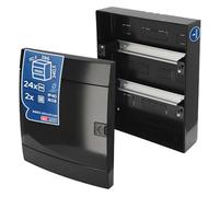 Caja de Distribución de Superficie 2 Filas para 24 Módulos 112,5x286x340,5 mm IP40 - Cuadro Electrico en ABS Negro - Armario de Distribución para Instalaciones Interiores - Horoz Electric