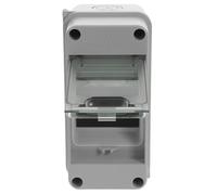 Caja de Distribución Eléctrica Ventana Ip65 3 Vías | Carcasa de PC ABS Color Claro, Montaje en Pared, Entradas Superior E Inferior, Uso Exterior Industrial