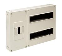 Caja de distribución ICP para hasta 24 elementos, características técnicas optimizadas para instalaciones eléctricas seguras y ordenadas.